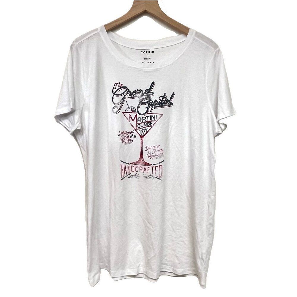 New Torrid White Martini Lounge Graphic Tee Shirt - Size 2X